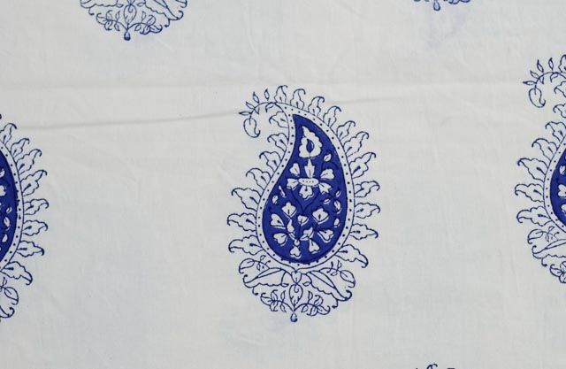 Blue Ink Paisley Cotton Upholstery Fabric