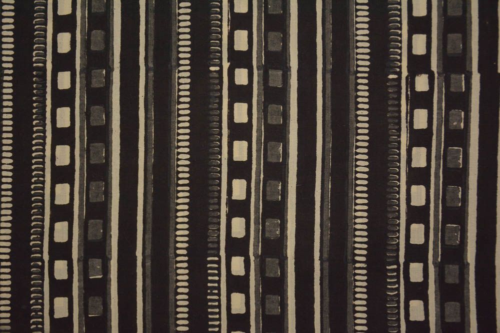 Bagru Black Grey Block Printed Cotton Fabric