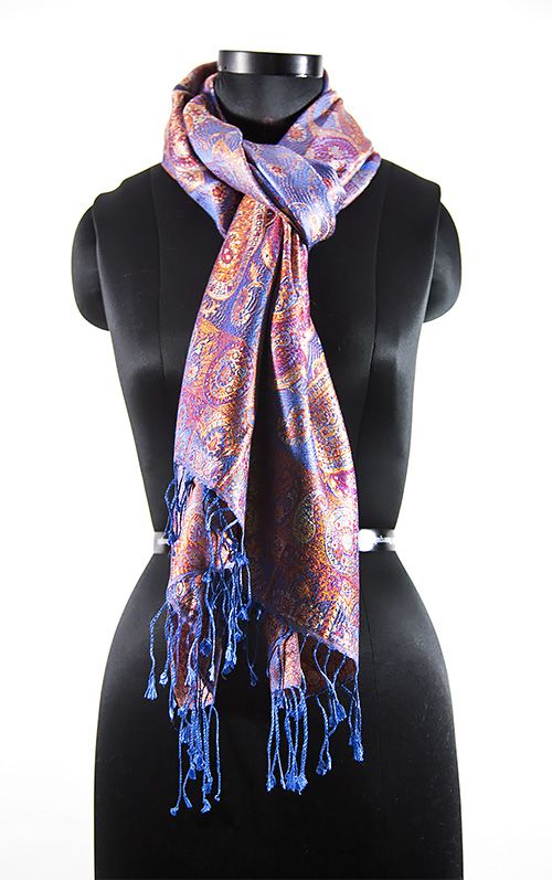 Picturesque Blue Silk Scarves For Women