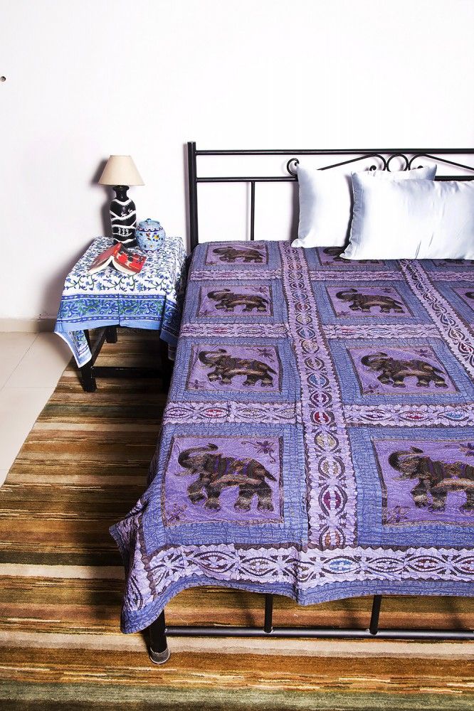 Elephant Patch Indian Cotton Bedspreads