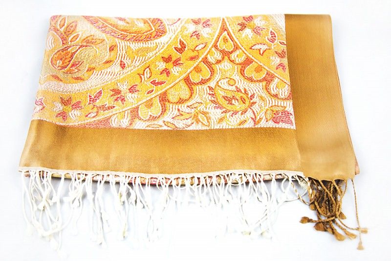 Golden Brown Silk Scarves For Women