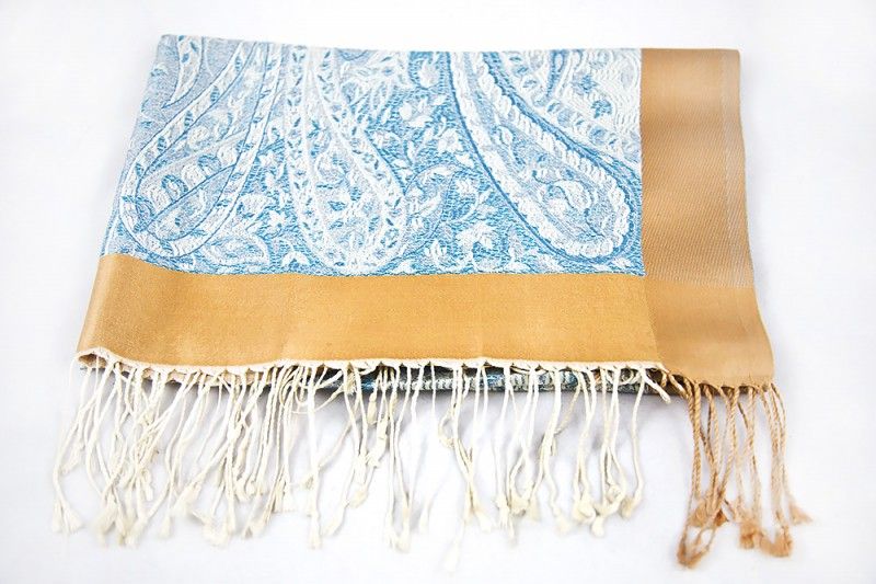 White Gold Designer Silk Scarves