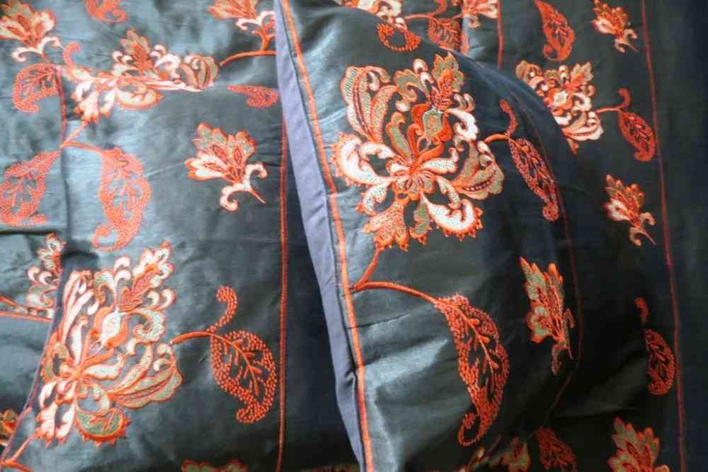 Beautiful Black 5 Piece Silk Bedcover Set