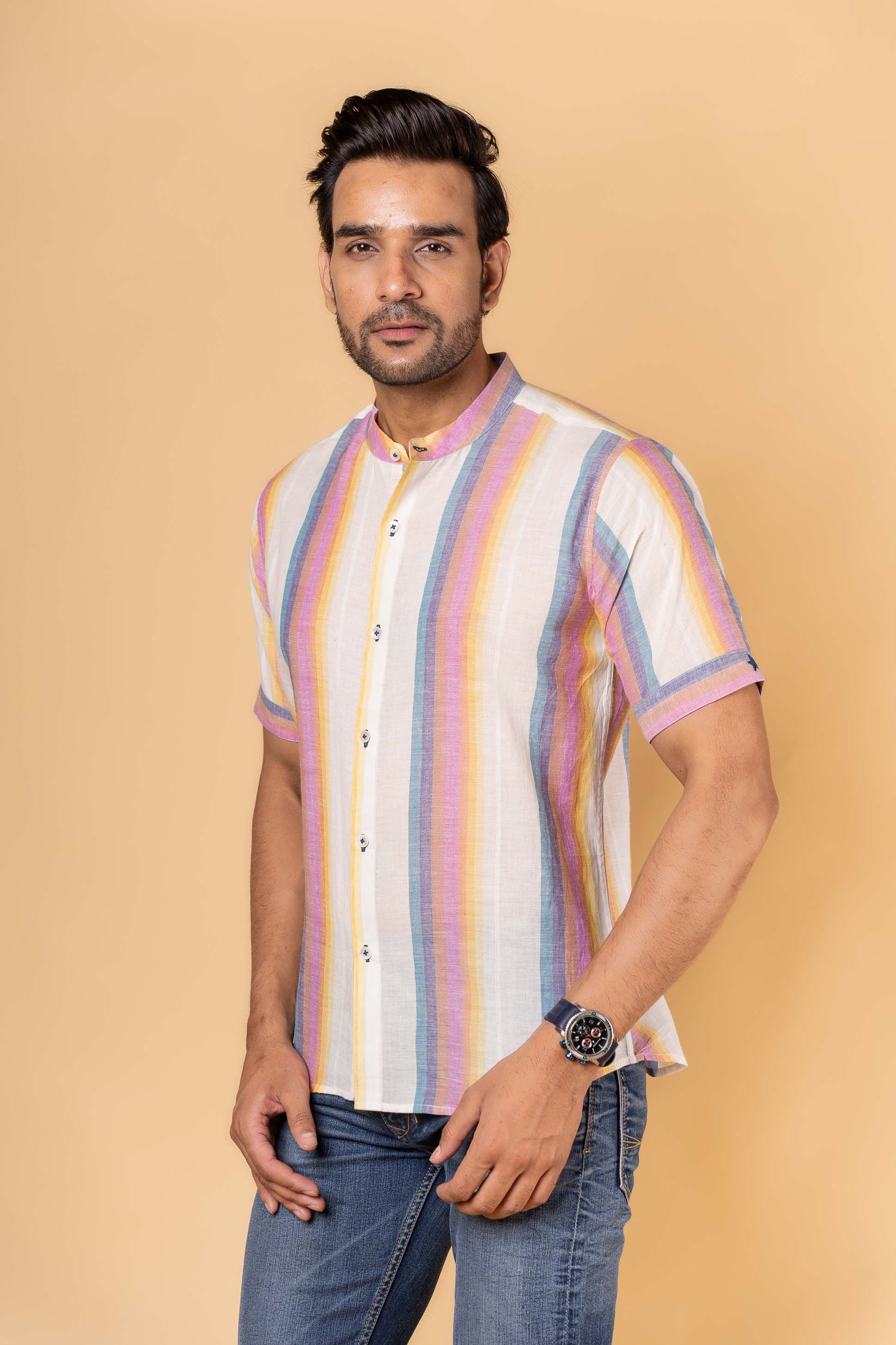 Star Embroidered Khari Cotton Shirt