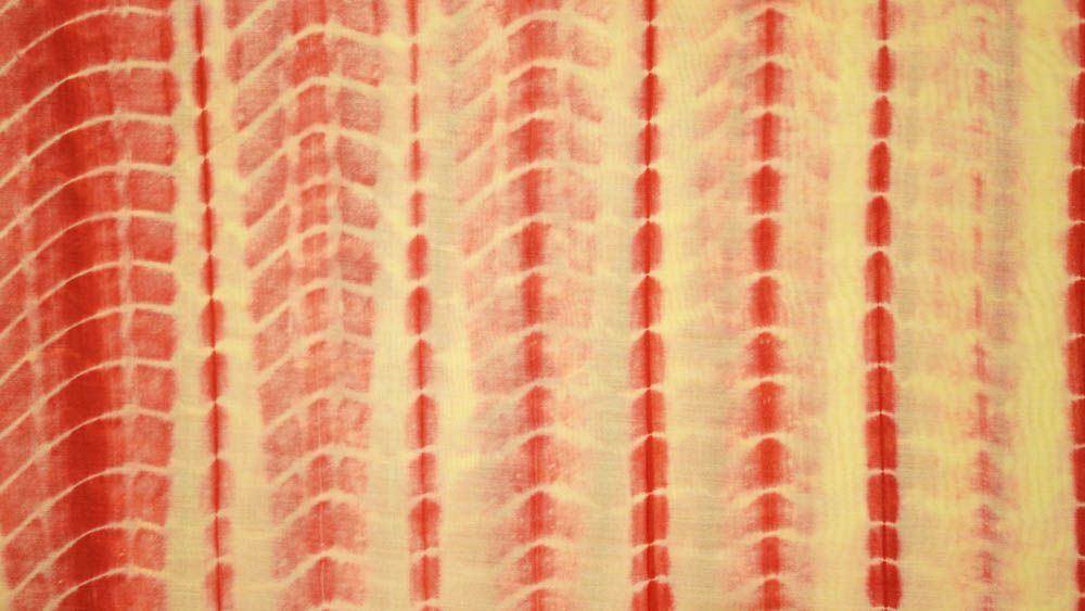 Red Shibori Banarasi Silk Cotton Fabric 