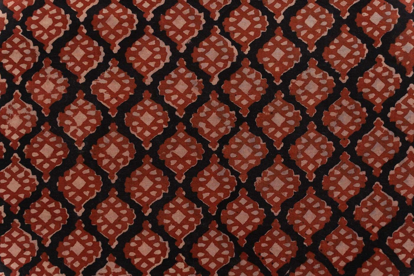 Red Bagru Hand Block Printed Fabric