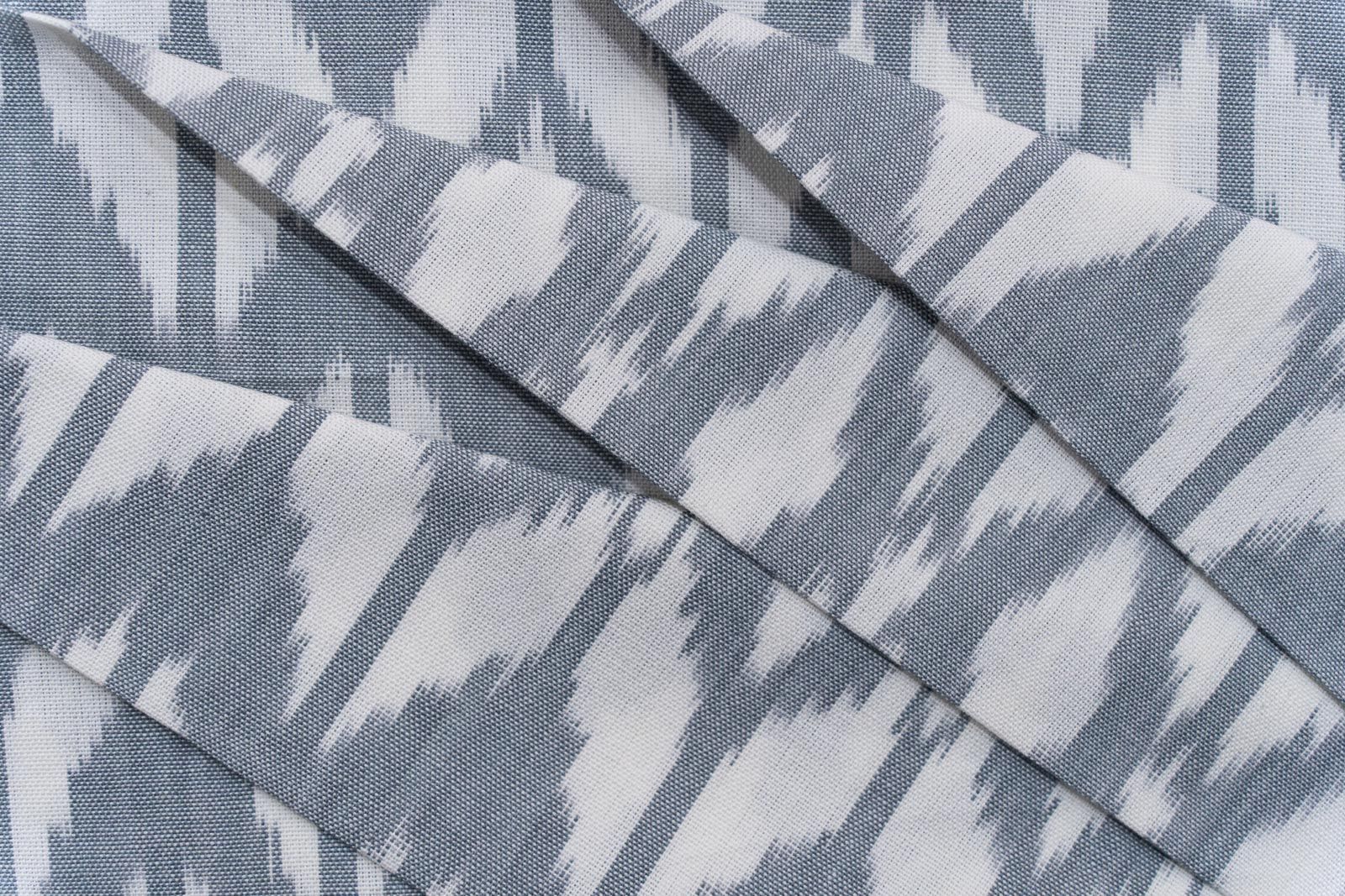 Grey And White Upholstery Ikat Cotton Fabric