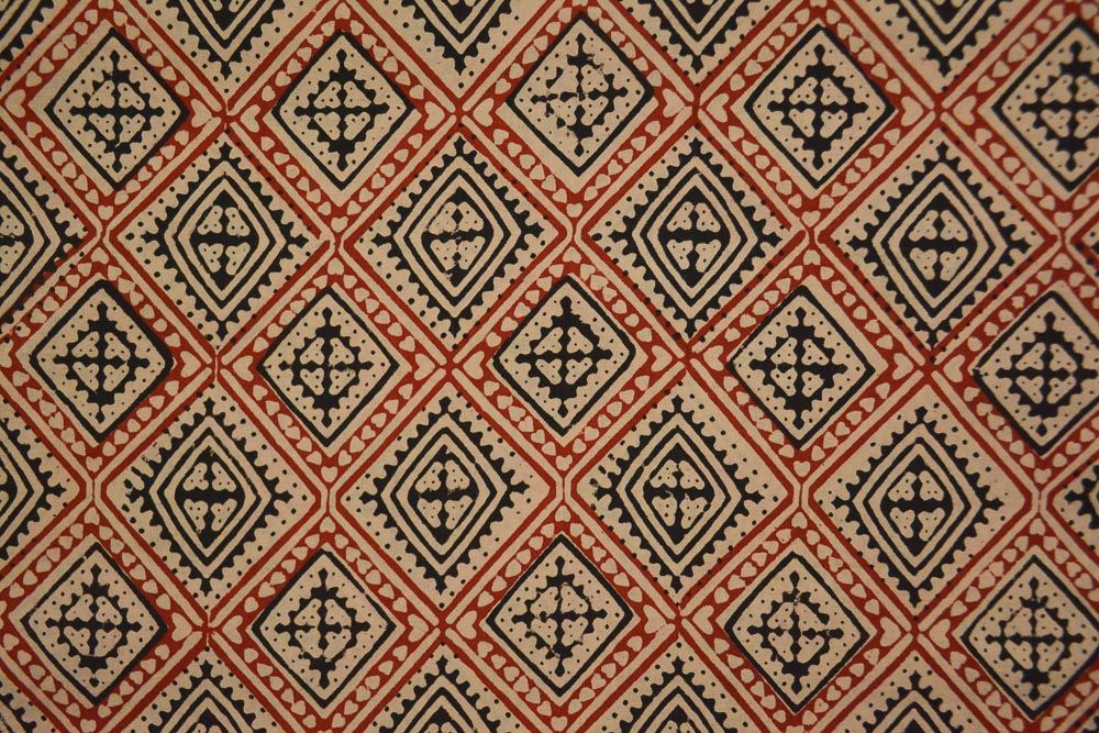 Bagru Red Black Printed Cotton Fabric