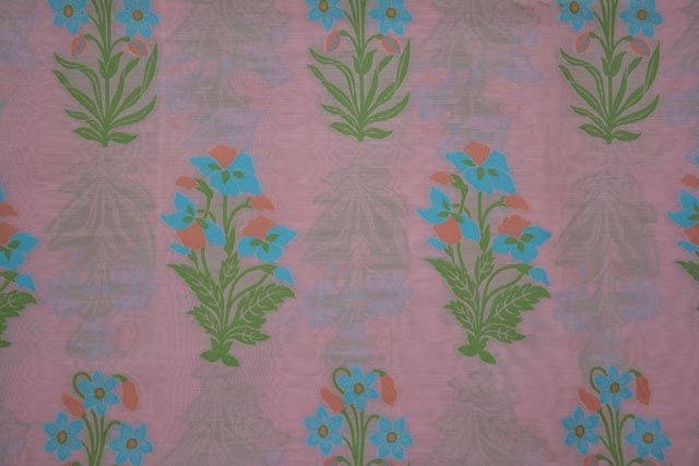 Quartz Pink Embroidered Floral Silk Cotton Fabric 