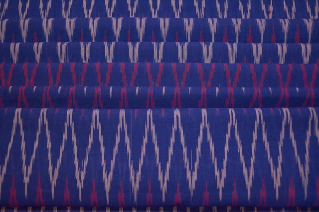 Royal Blue Fine Ikat Handloom Fabric