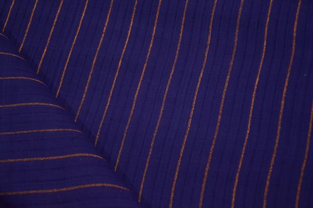 Royal Blue Zari Striped Mangalgiri Pure Handloom Cotton Fabric