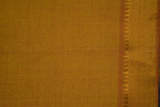 Golden Orange Zari Bordered Mangalgiri Pure Handloom Cotton Fabric