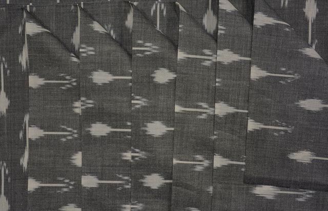 Grey And White Fine Ikat Fabric
