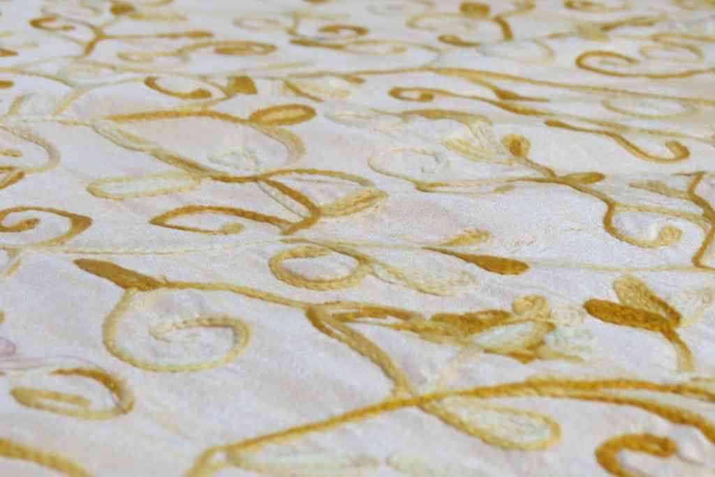 Embroidered Golden Yellow 5 Piece Silk Bedspread Set