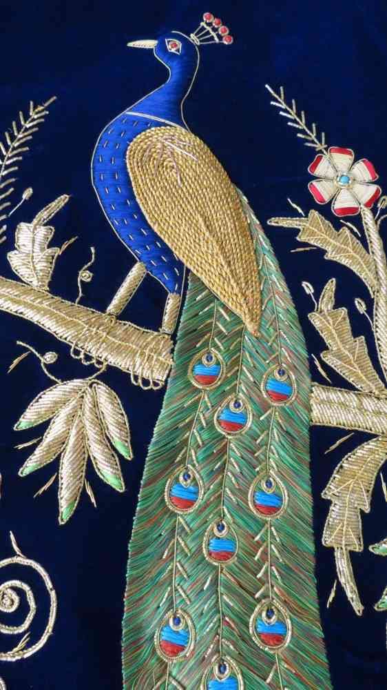Hand Embroidered Peacock Indian Wall Tapestry
