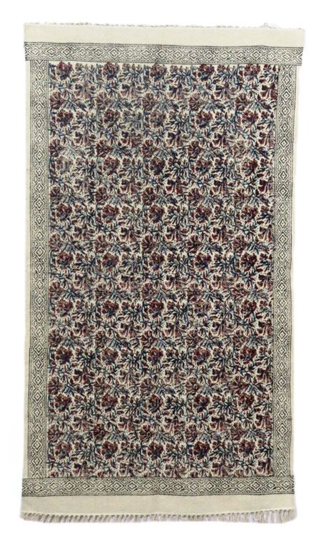 Block Printed Cotton Dhurrie Rugs India 