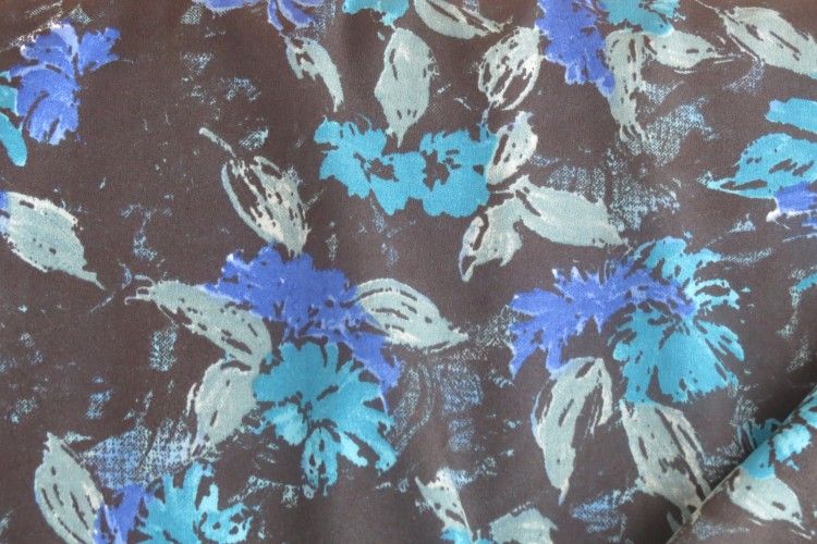Blue Floral Polyester Fabric