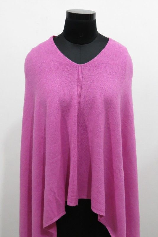 Valentine Pink Kashmir Wool Poncho 
