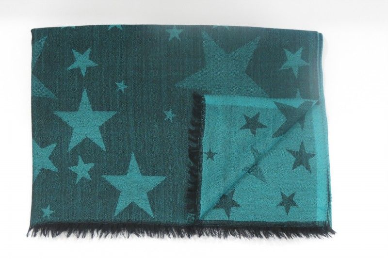 Reversible Green Star Wool Scarf