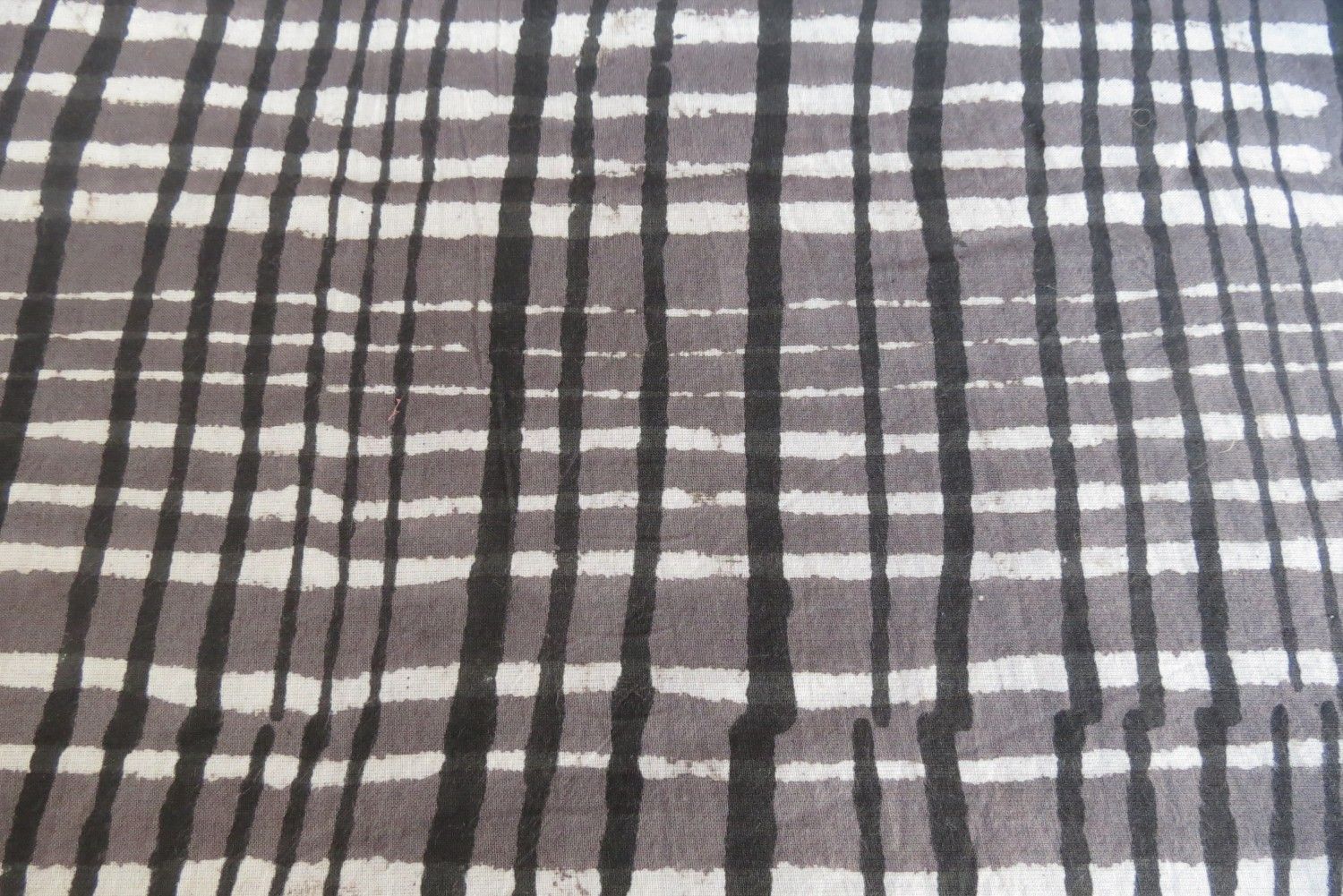 Tricolor Checks Block Print Fabric
