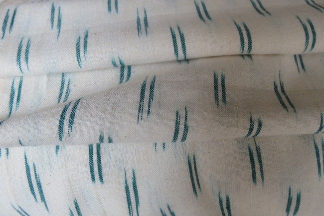 White And Green Ikat Fabric