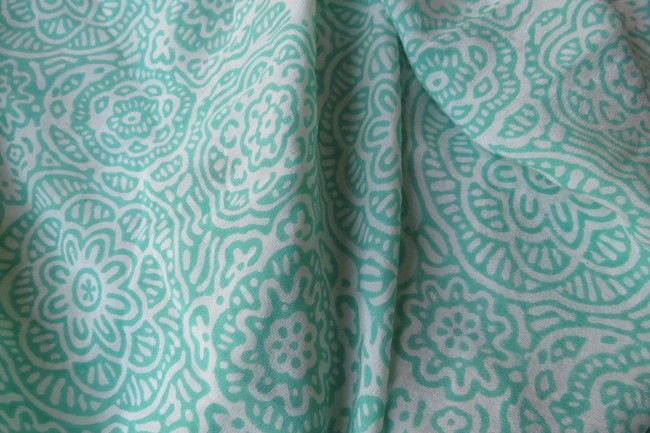 Green Floral Pure Silk Fabric By The Yard