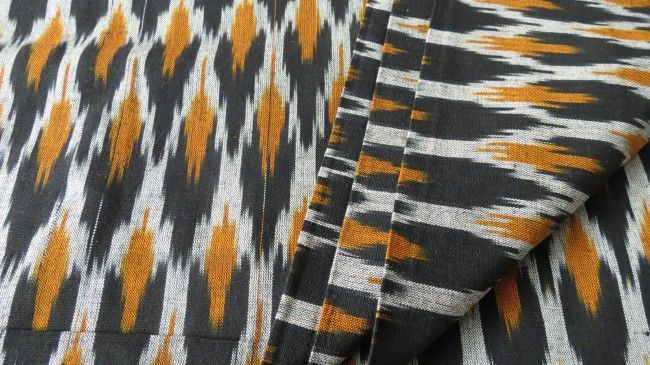 Black And Mustard Ikat Fabric By The Yard