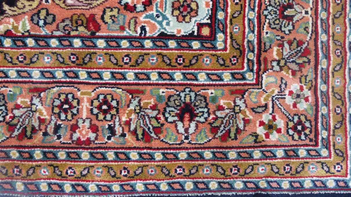 Kashmir Pure Silk Blue Handmade Rugs From India