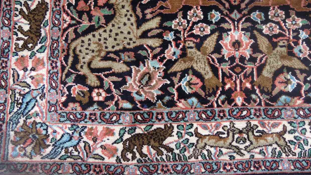 Pure Silk Jungle Design Indian Carpet
