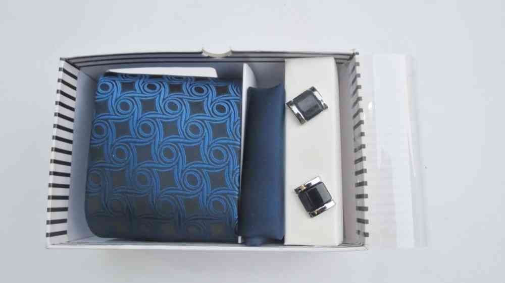 Tie, Cufflinks & Pocket Square Blue Set