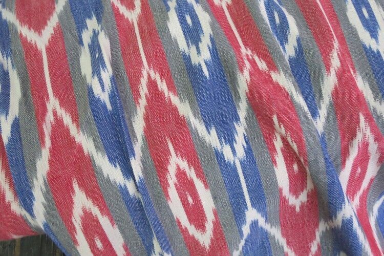 Tricolor Striped Upholstery Ikat Fabric By The Yard