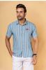 Blue Handloom Khari Cotton Men Shirt