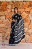 Black And White Hand Block Printed Sarees Online 