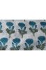 Sky Blue Floral Block Print Cotton Fabric