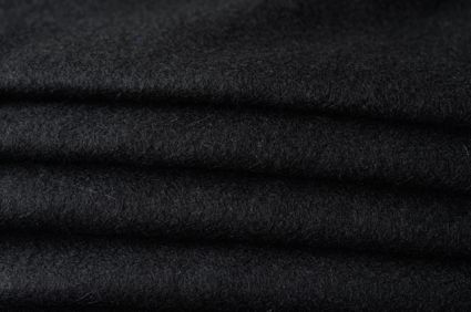 Jet Black Wool Fabric By The Yard