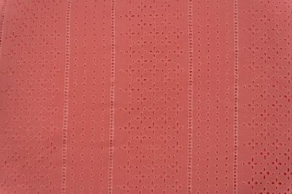 Coral Haze Chikankari Embroidered Cotton Fabric (58" Width )