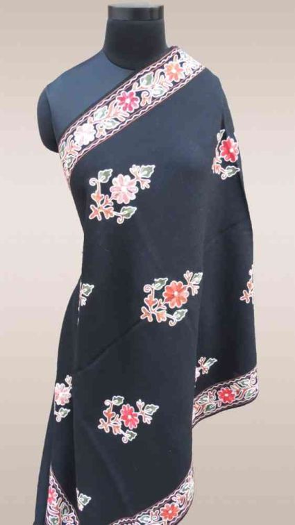 Black Floral Embroidered Indian Scarves Online
