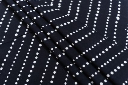 Black And White Dot Block Printed Cotton Fabric
