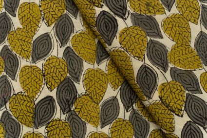Bagru Leaf Hand Block Printed Fabric