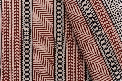 Striped Bagh Hand Block Printed Fabric