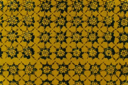 Mustard Ajrakh Hand Block Printed Fabric