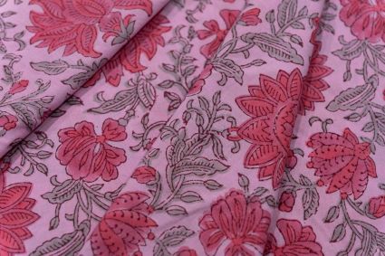 FRENCH PINK BLOCK PRINTED COTTON FABRIC-HF5283