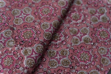 Bubblegum Pink Hand Block Printed Cotton Fabric