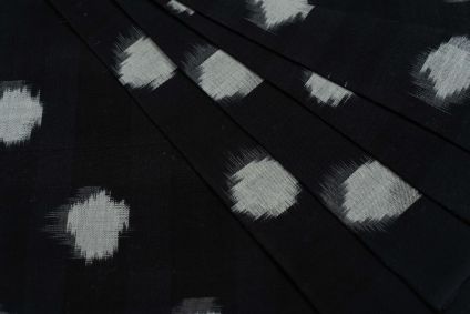 Black White Double Ikat Cotton Fabric