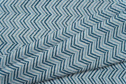 Blue Chevron Printed Cotton Fabric