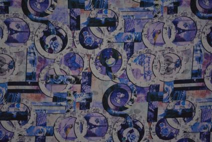 Purple And Blue Digital Print Crepe Fabric