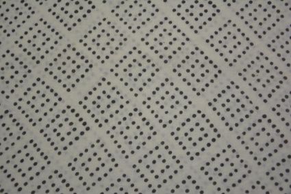Off White And Black Dotted Block Printed Pashmina Wool Fabric 