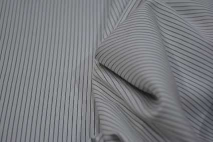 Jet Black & White Giza Fabric For Men