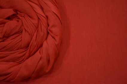 poppy Red MULMUL/VOILE COTTON FABRIC-HF3707