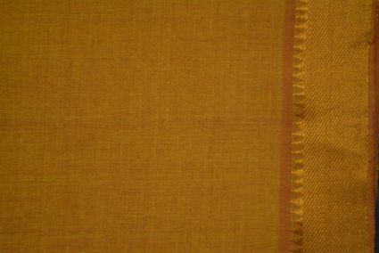 Golden Orange Zari Bordered Mangalgiri Pure Handloom Cotton Fabric